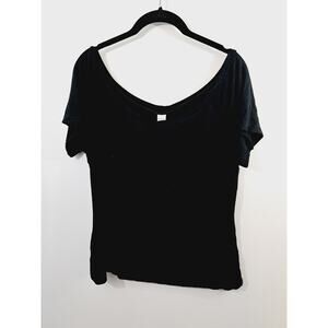 Floerns New! Women's Black Slight V-neck Tee In Size XXL Shorter Length